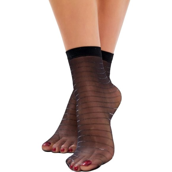 Women' European Black Ankle Fashion Patterned Fishnet Vintage Sheer Lace Socks - Picture 1 of 7